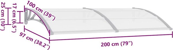 VidaXL Vchodová stříška černá 200 x 100 cm polykarbonát [45627] Barva: Hnědo-černá