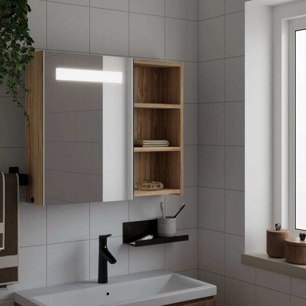 VidaXL Koupelnová zrcadlová skříňka s LED osvětlením 60x13x52 cm [357971] Barva: dub