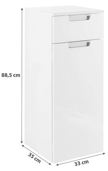 SPODNÍ SKŘÍŇKA, barvy dubu, bílá, 33,0/88,5/35,0 cm Voleo - Koupelnové série