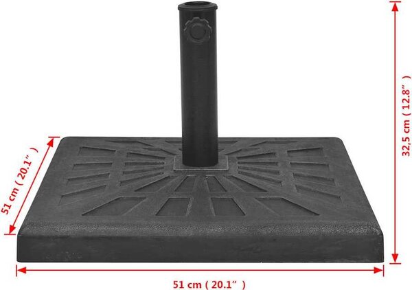 VidaXL Stojan na slunečník, pryskyřice, čtvercový černý 19 kg [43659]