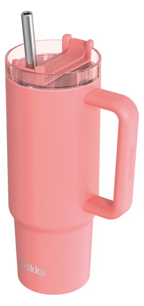 Termohrnek Vibe s brčkem, 880ml, Quokka, broskvový