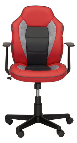 OTOČNÁ ŽIDLE PRO MLÁDEŽ, vzhled kůže, šedá, červená, černá Xora - Dětské otočné židle