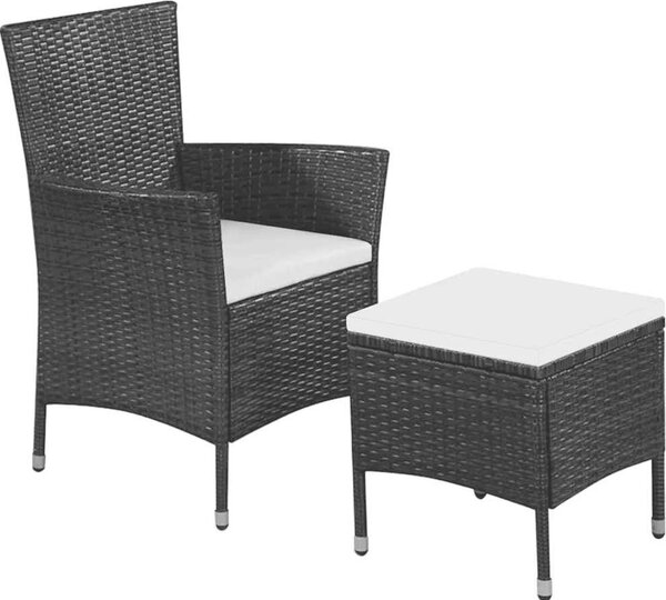 VidaXL Zahradní židle a stolička s poduškami polyratan [44090] Barva: Šedá