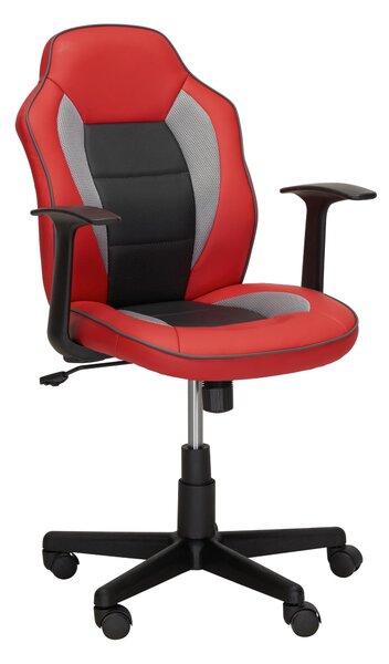 OTOČNÁ ŽIDLE PRO MLÁDEŽ, vzhled kůže, šedá, červená, černá Xora - Dětské otočné židle
