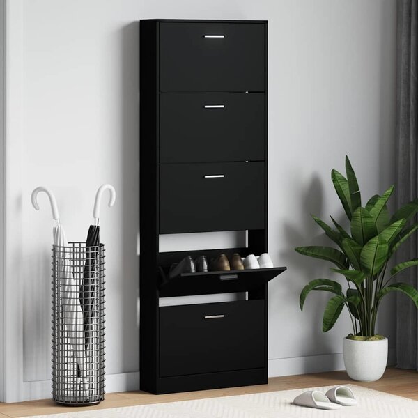 VidaXL Botník 59 x 17 x 169 cm kompozitní dřevo [241241] Barva: Černá