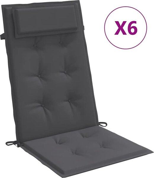 VidaXL Podušky na židli s vysokým opěradlem 6 ks oxford [361876] Barva: antracitová