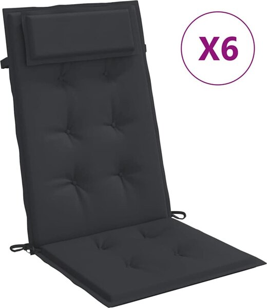 VidaXL Podušky na židli s vysokým opěradlem 6 ks oxford [361876] Barva: antracitová