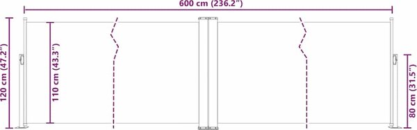 VidaXL Zatahovací boční markýza / zástěna 120 x 600 cm [48452] Barva: krémová