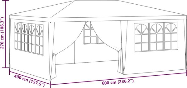 VidaXL Profesionální party stan s bočnicemi 4x6 m 90 g/m² [48538] Barva: antracitová