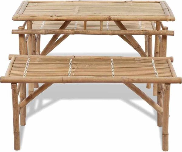 VidaXL Pivní set stůl se 2 lavicemi 100 cm bambusový [41502]