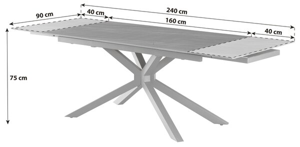 JÍDELNÍ STŮL, tmavě šedá, 160/90/75 cm P & B - Jídelní stoly, Online Only