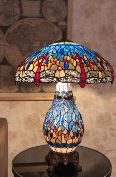 Clayre eff Stolní lampa Tiffany DRAGONFLY