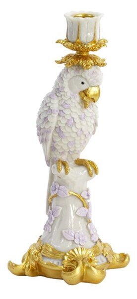Zlatý antik svícen s papouškem Lora lilac - 12*11*29 cm - Light & Living