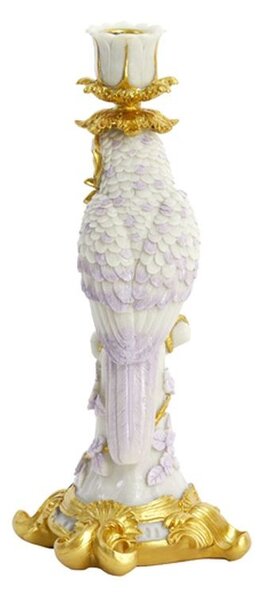 Zlatý antik svícen s papouškem Lora lilac - 12*11*29 cm - Light & Living