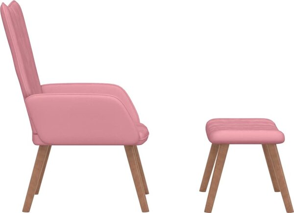 VidaXL Relaxační křeslo se stoličkou samet [327675] Barva: Růžová