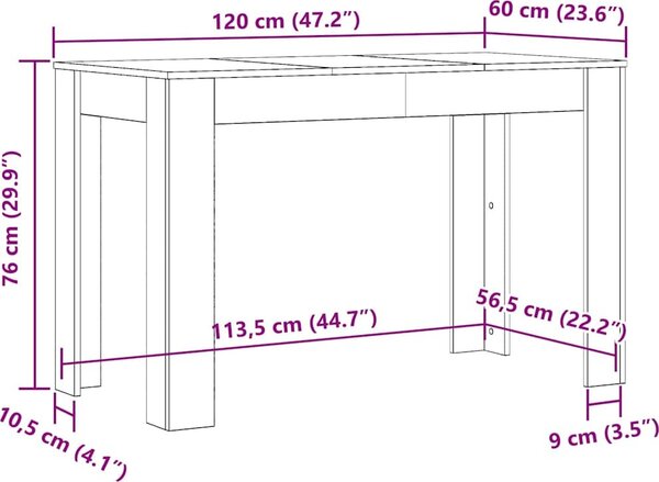 VidaXL Jídelní stůl 120 x 60 x 76 cm kompozitní dřevo [800432] Barva: Bílá