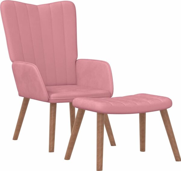 VidaXL Relaxační křeslo se stoličkou samet [327675] Barva: Růžová