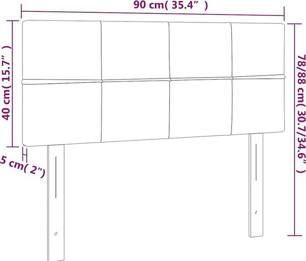 VidaXL Čelo postele 90x5x78/88 cm samet [346030] Barva: světle šedá