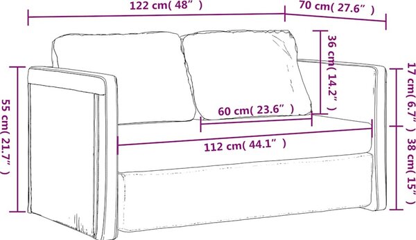VidaXL Podlahová rozkládací pohovka 2v1 122x204x55cm samet [353962] Barva: Tmavě šedá
