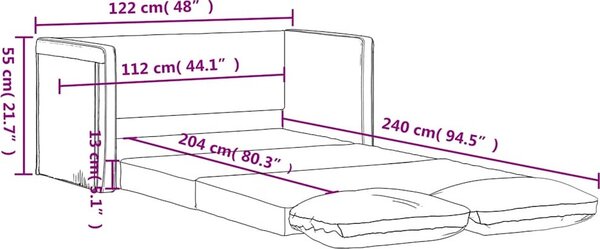 VidaXL Podlahová rozkládací pohovka 2v1 122x204x55cm samet [353962] Barva: Tmavě šedá