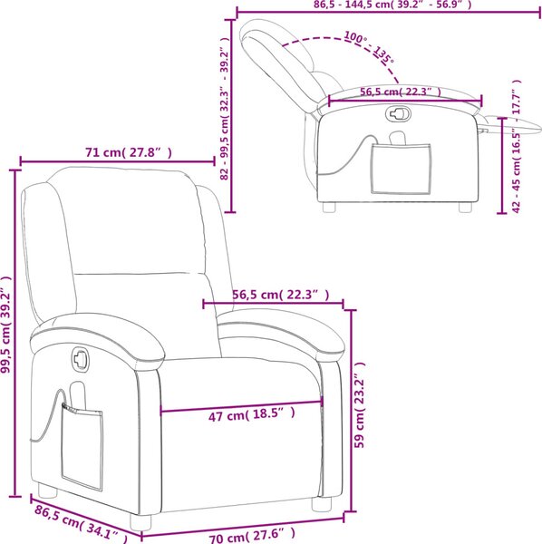 VidaXL Masážní polohovací křeslo textil [371763] Barva: Černá