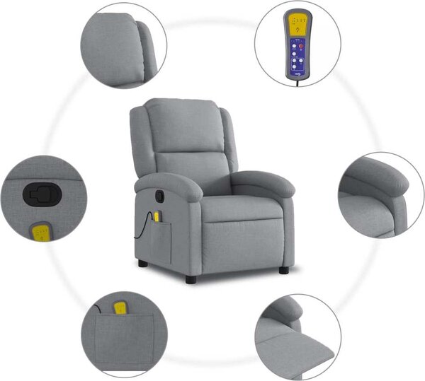 VidaXL Masážní polohovací křeslo textil [371763] Barva: Černá