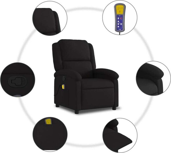 VidaXL Masážní polohovací křeslo textil [371763] Barva: Černá