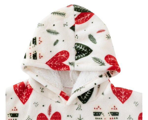 Beránková mikinová deka s rukávy a kapucí WINTER HEARTS, barevná