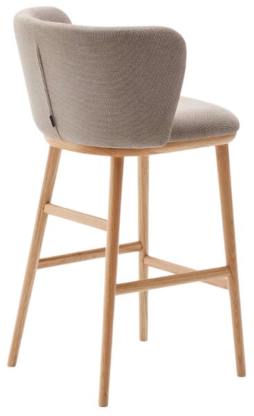 Kave Home Světle hnědá barová židle Ciselia 65 cm s dřevěnou podnoží