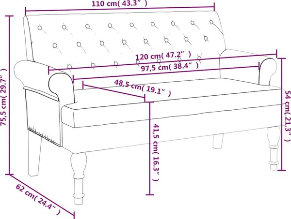 VidaXL Lavice s opěradlem 120 x 62 x 75,5 cm textil [372123] Barva: Tmavě zelená
