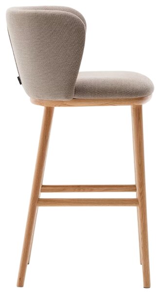 Kave Home Světle hnědá barová židle Ciselia 65 cm s dřevěnou podnoží