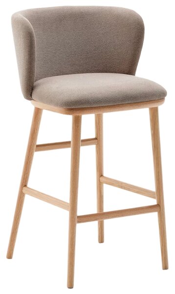 Kave Home Světle hnědá barová židle Ciselia 65 cm s dřevěnou podnoží