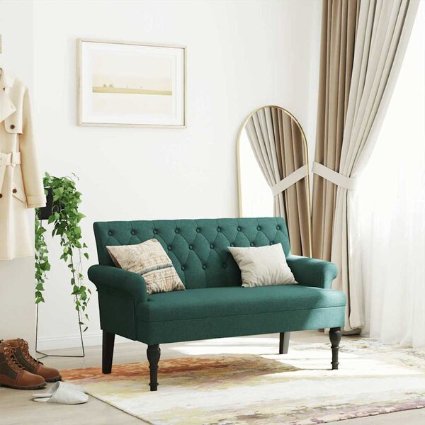 VidaXL Lavice s opěradlem 120 x 62 x 75,5 cm textil [372123] Barva: Tmavě zelená