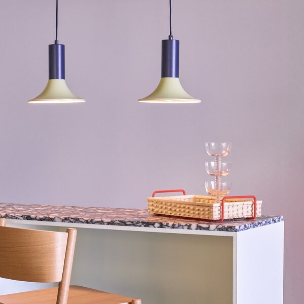 Modro-zelené kovové závěsné světlo Hübsch Luminary 25 cm