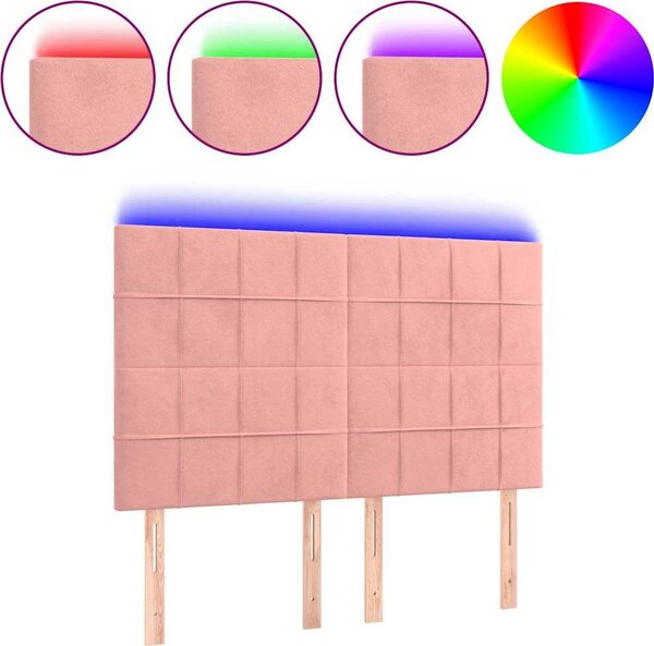 VidaXL Čelo postele s LED 144x5x118/128 cm samet [3122473] Barva: Tmavě šedá