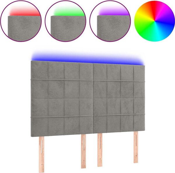 VidaXL Čelo postele s LED 144x5x118/128 cm samet [3122473] Barva: Tmavě šedá