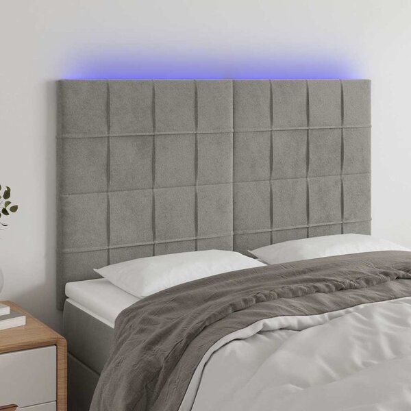 VidaXL Čelo postele s LED 144x5x118/128 cm samet [3122473] Barva: Tmavě šedá