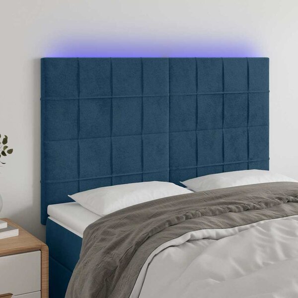 VidaXL Čelo postele s LED 144x5x118/128 cm samet [3122473] Barva: Tmavě šedá