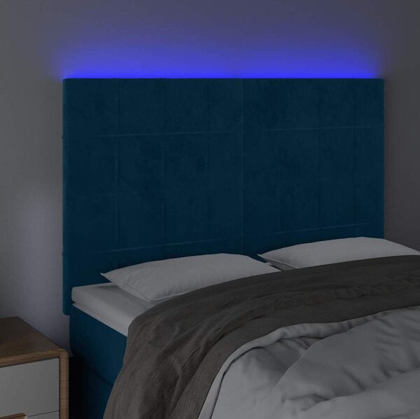 VidaXL Čelo postele s LED 144x5x118/128 cm samet [3122473] Barva: Tmavě šedá