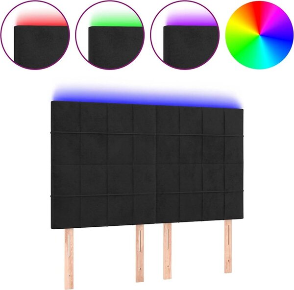 VidaXL Čelo postele s LED 144x5x118/128 cm samet [3122473] Barva: Tmavě šedá