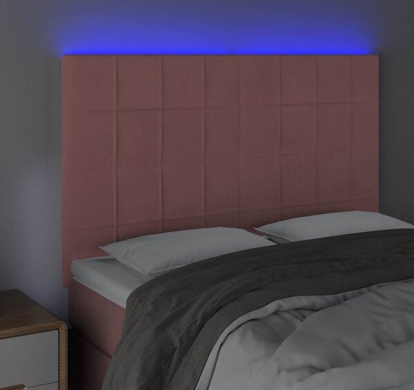 VidaXL Čelo postele s LED 144x5x118/128 cm samet [3122473] Barva: Tmavě šedá