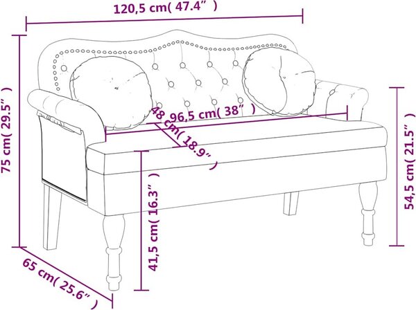 VidaXL Lavice s polštáři 120,5 x 65 x 75 cm samet [372140] Barva: Černá