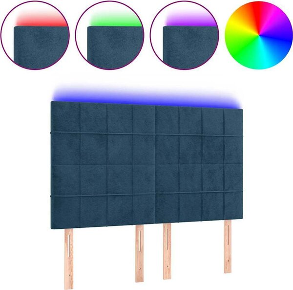 VidaXL Čelo postele s LED 144x5x118/128 cm samet [3122473] Barva: Tmavě šedá