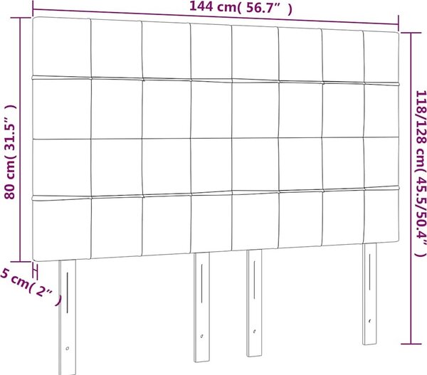 VidaXL Čelo postele s LED 144x5x118/128 cm samet [3122473] Barva: Tmavě šedá