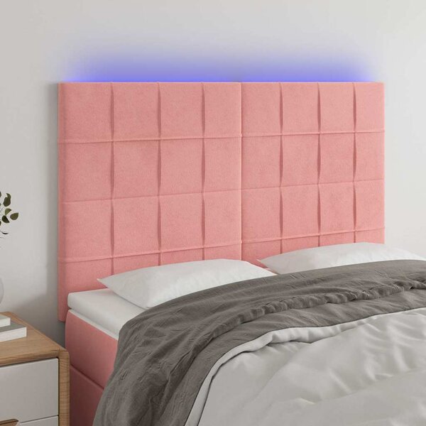 VidaXL Čelo postele s LED 144x5x118/128 cm samet [3122473] Barva: Tmavě šedá