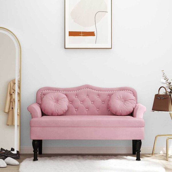 VidaXL Lavice s polštáři 120,5 x 65 x 75 cm samet [372140] Barva: Růžová