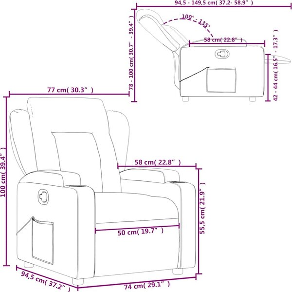VidaXL Polohovací křeslo textil [372403] Barva: Hnědá