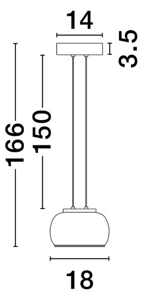 Kouřově šedé skleněné závěsné LED světlo Nova Luce Bios 18 cm