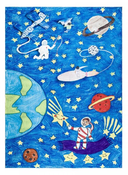 Hans Home | Dětský kusový koberec Bambino 2265 Rocket Space blue - 80x150