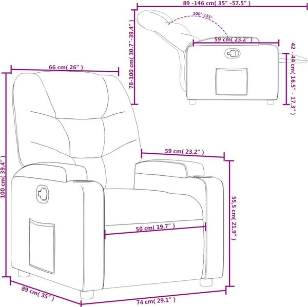 VidaXL Polohovací křeslo textil [372449] Barva: světle šedá